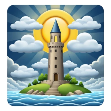 The tower tarot card lighting clouds and sun sticker
