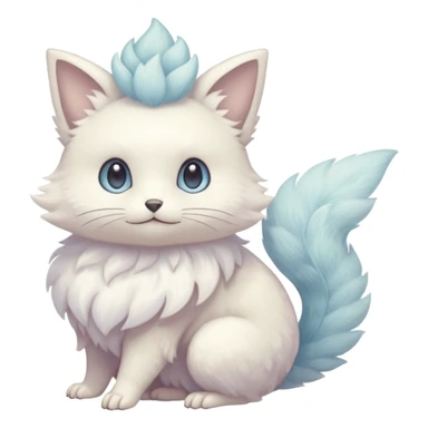 White fluffy romantic vintage antique divine beautiful elegant pretty precious cute young youthful  Fakémon-Pokémon-hybrid-creature sticker