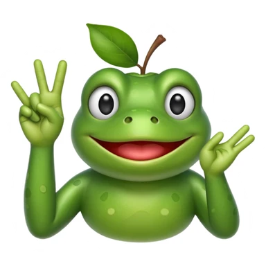 Apple frog emoji that is doing the hand sign of the deaf emoji sticker