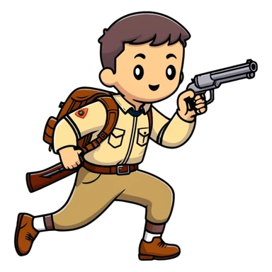 Scout character from Team Fortress 2 running with scattergun sticker