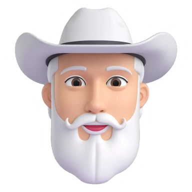 man with a goatee wearing a white cowboy hat sticker