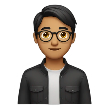 indian guy with round glasses with fair skin with straight hair with round fully circular glasses black eyes black hair sticker