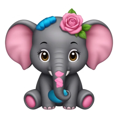 Un bébé éléphant tout rose avec des cheveux noirs sticker