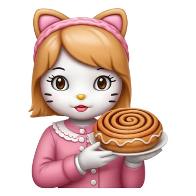 Hello kitty holding warm cinnamon bun sticker