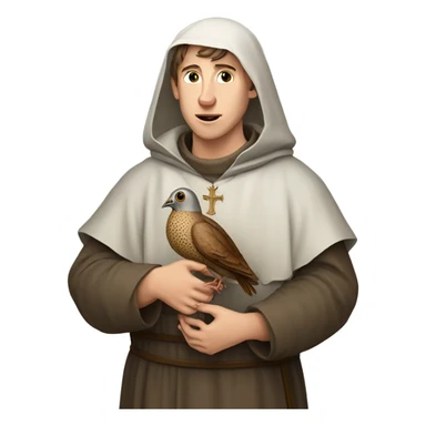 young medieval European friar with a single quail sticker