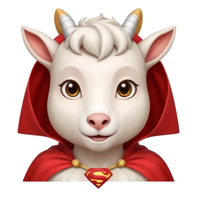 white female goat wearing a read cape like superman sticker