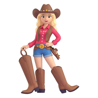 cowgirl with red boots sticker