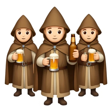 group of medieval pilgrims with cloaks and beer bottles sticker