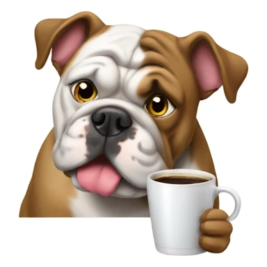 Bulldog drinking cofe  sticker
