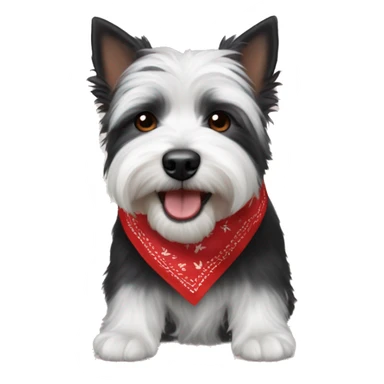 small black westie and daschnaud mix with a red bandana around the neck sticker