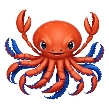 a red crab with two claws and a blue octopus are friends sticker