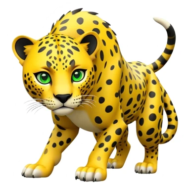 cinematic-jaguar-realistic-full-body-on-all-fours-emoji,-sleek-powerful-frame-poised-for-action,-yellow-fur-adorned-with-bold-black-rosettes,-head-tilted-dramatically,-piercing-green-eyes-locked-onto-its-prey,-simplified-yet-realistic-focus sticker