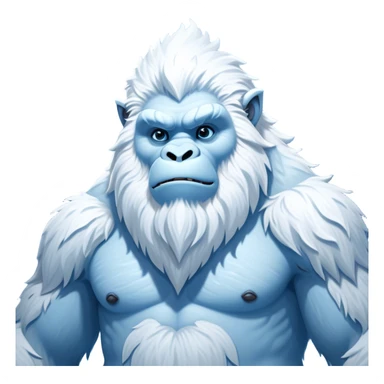 Cinematic Noble Yeti Portrait Emoji, Grand and enigmatic, with a towering, snow-dusted figure in pristine whites and cool blues, exuding ancient, mystical wisdom and stoic majesty, simplified yet exquisitely detailed with frosty textures, glowing with a gentle, icy outline that captures the awe-inspiring presence of a guardian of the frozen wilds! sticker