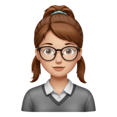brown haired Ponytail Girl with Glasses sticker