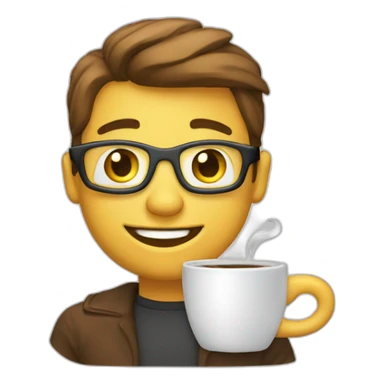 satisfied programmer with coffe mug sticker