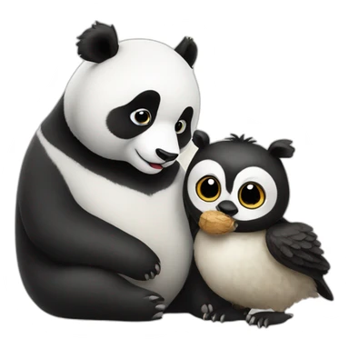 panda kissing an owl sticker