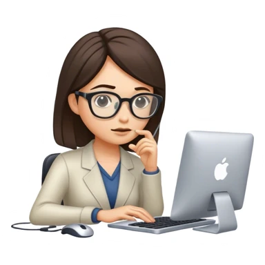  woman working in computer sticker