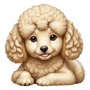 Meme-Worthy Cute Sleeping Cream Poodle Portrait Emoji, Head resting peacefully with a contented smile, showcasing a delightfully elegant build and a luxuriously soft, curly cream Fur, eyes shut in a serene nap, Simplified yet hilariously adorable features, highly detailed, glowing with a soft, drowsy light, high shine, relaxed and utterly lovable, stylized with an air of playful laziness, bright and heartwarming, soft glowing outline, capturing the essence of a comically sleepy companion, so meme-worthy it feels like it could instantly become the next viral sensation of adorable slumber! sticker