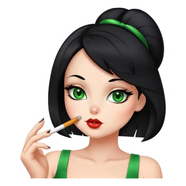 sexy smoking bunny black hair green eyes sticker