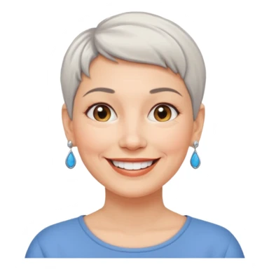 white middle-aged woman, short hair, small earrings, smiling, full of personality sticker