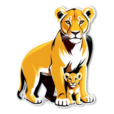 Lioness and cubs  sticker