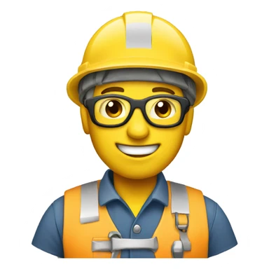 an emoji showing an engineer with a plan - the emoji must be a yellow round happy face sticker