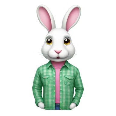 rabbit wearing shirt green and pink sticker