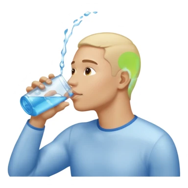 light man in profile drinking water sticker