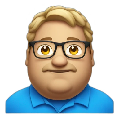 Blue polo European fat guy with glasses sticker