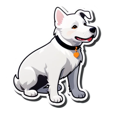 White dog sticker