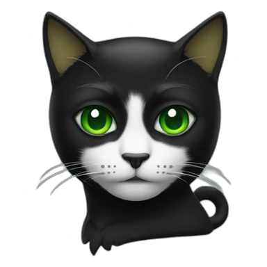 Chat noir et blanc avec les yeux vert sticker