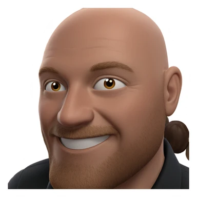 bald man smiling at viewer sticker