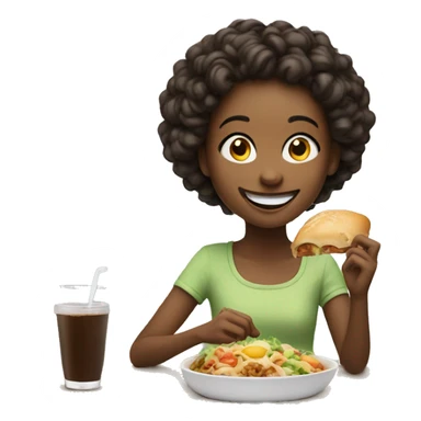 smiling girl enjoying her meal sticker