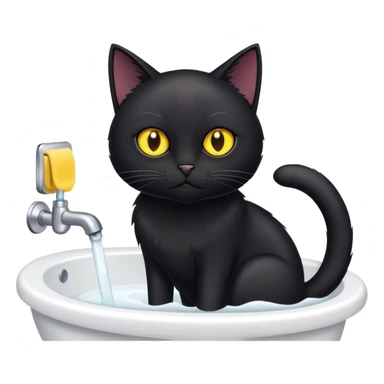 Gato negro en el baño sticker