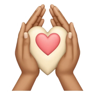 Hands joined in prayer with a cream heart sticker