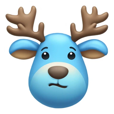 A cute blue stuffed animal resembling a cartoon moose or reindeer, with soft rounded horns, a smiling face, and a light blue belly. It has a friendly and cuddly appearance, perfect for kids or as a comforting plush toy.” sticker