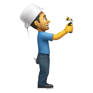 man spraying on a wall sticker