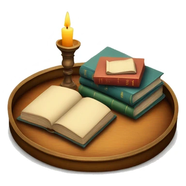vintage tray with books and candle sticker
