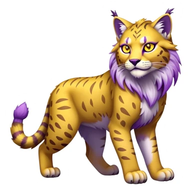 Yellow and purple Electric-type Bobcat-Lynx-Lion-Fakémon full body sticker