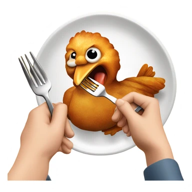 eating chicken in lunch sticker