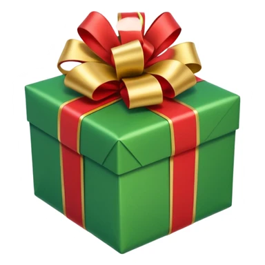 gift emoji, wrapped present with a bow, cheerful colors, simple design sticker