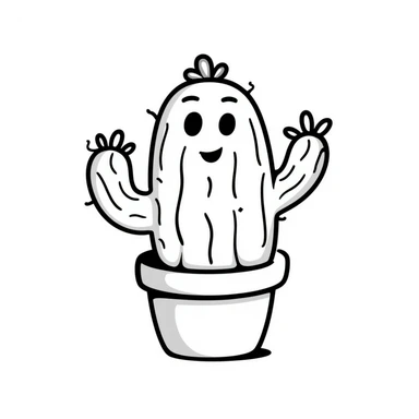 cactus with playful hand-drawn doodle lines sticker