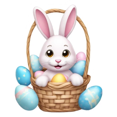 easter bunny with egg light pink basket sticker