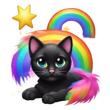 Lisa Frank, black cat with rainbow fur shine sticker