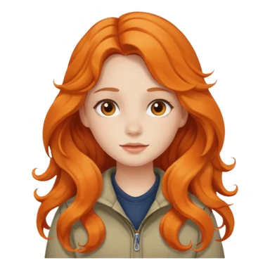 orange wavy long hair girl with wearing cottage core clothes sticker