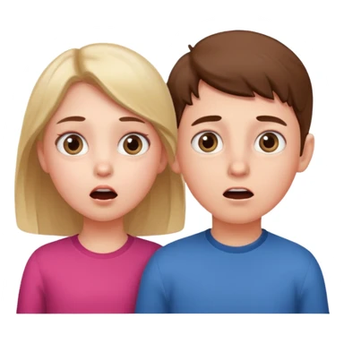 boy and girl surprise face sticker