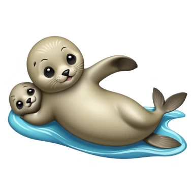 cinematic-seal-realistic-full-body-lounging-emoji,-sleek-body-stretched,-short-smooth-fur-glinting-in-the-sea-breeze,-flippers-tucked-comfortably-beneath-its-body,-large-dark-eyes-filled-with-playful-curiosity sticker