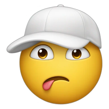 Thinking emoji face with baseball cap biting lip and lifting eyebrow sticker