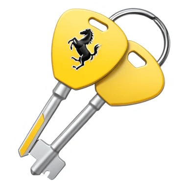 Ferrari key with a yellow background sticker