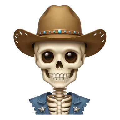 A skeleton wearing a cowboy hat sticker